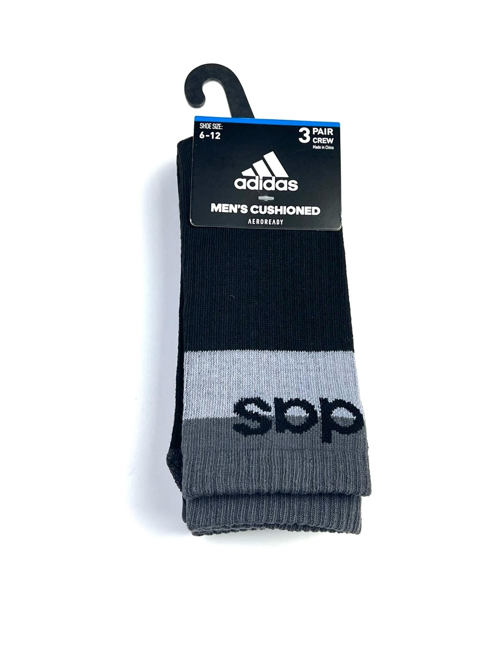 Adidas Men's 3-Pairs Cushioned Aeroready Crew Socks Men Size L 6-12
